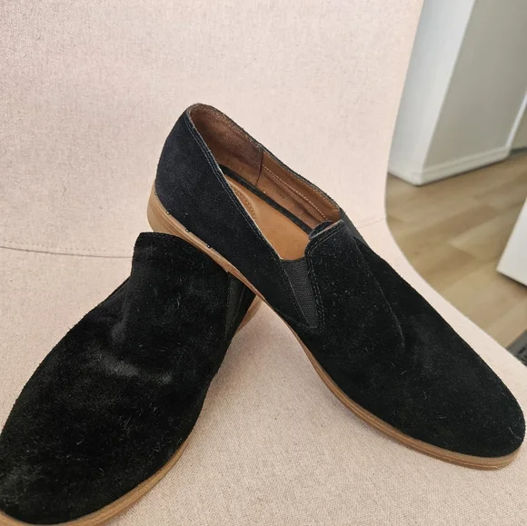 Franco Sarto Black Suede Loafers Size 10 - Picture 3 of 4